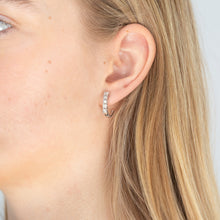 Load image into Gallery viewer, Sterling Silver 10 Diamond Hoop Earrings