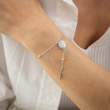 Sterling Silver Medallion and Cross Bracelet