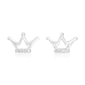 Sterling Silver 3 Point Crown Stud Earrings