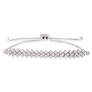 15 Points Diamond Bracelet with 52 Brilliant Cut Diamonds in Sterling Silver