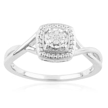 Load image into Gallery viewer, Sterling Silver 2 Points Diamond Ring with 7 Brilliant Cut Diamonds