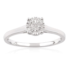 Load image into Gallery viewer, Sterling Silver 10 Points Diamond Ring with Brilliant Cut Diamonds and &quot;1 Carat Look&quot;