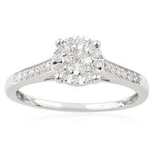Load image into Gallery viewer, Sterling Silver 18 Points Diamond Ring with Brilliant Cut Diamonds and &quot;1 CARAT LOOK&quot;