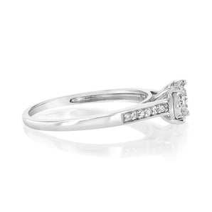 "1 CARAT LOOK" Diamond Ring 0.15 Carat with Brilliant Cut Diamonds in Sterling Silver