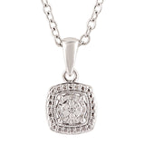2 Points Diamond Pendant with Brilliant Cut Diamonds in Sterling Silver