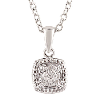 2 Points Diamond Pendant with Brilliant Cut Diamonds in Sterling Silver