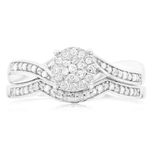 Load image into Gallery viewer, Sterling Silver 1/5 Carat Diamond  2-Ring Bridal Set