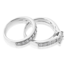 Load image into Gallery viewer, Sterling Silver 1/2 Carat Diamond 2-Ring Bridal Set
