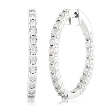 Load image into Gallery viewer, Sterling Silver 1/2 Carat Diamond Hoop Earrings