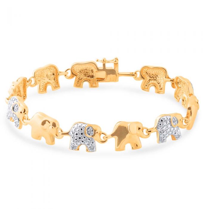 Gold Plated Sterling Silver Diamond Elephant 19.5cm Bracelet – Grahams  Jewellers