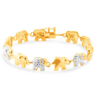 Gold Plated Sterling Silver Diamond Elephant Bracelet