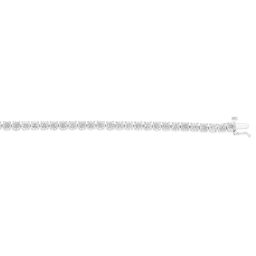 Sterling Silver 1/4 Carat Diamond Tennis Bracelet 18.5cm