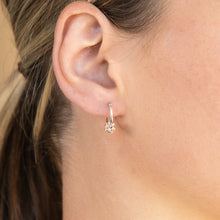 Load image into Gallery viewer, Sterling Silver Peach Crystal Slider on Hoops