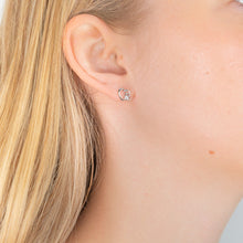 Load image into Gallery viewer, Sterling Silver Zirconia Double Heart Stud Earrings