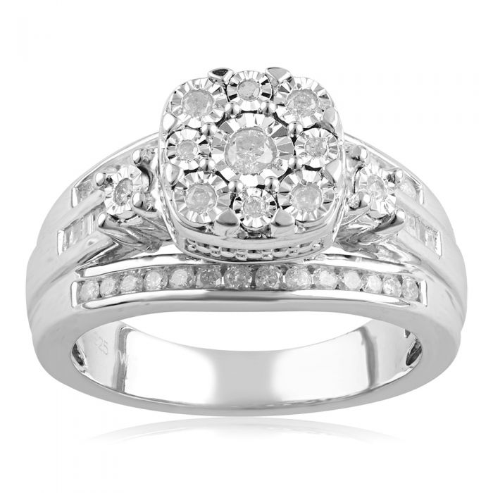 Silver 1/2 Carat Diamond Dress Ring with 49 Diamonds