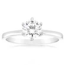 Load image into Gallery viewer, Sterling Silver 6 Claw 6mm Zirconia Solitaire Ring
