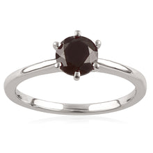 Load image into Gallery viewer, 1 Carat Black Diamond Solitaire Ring set in Sterling Silver