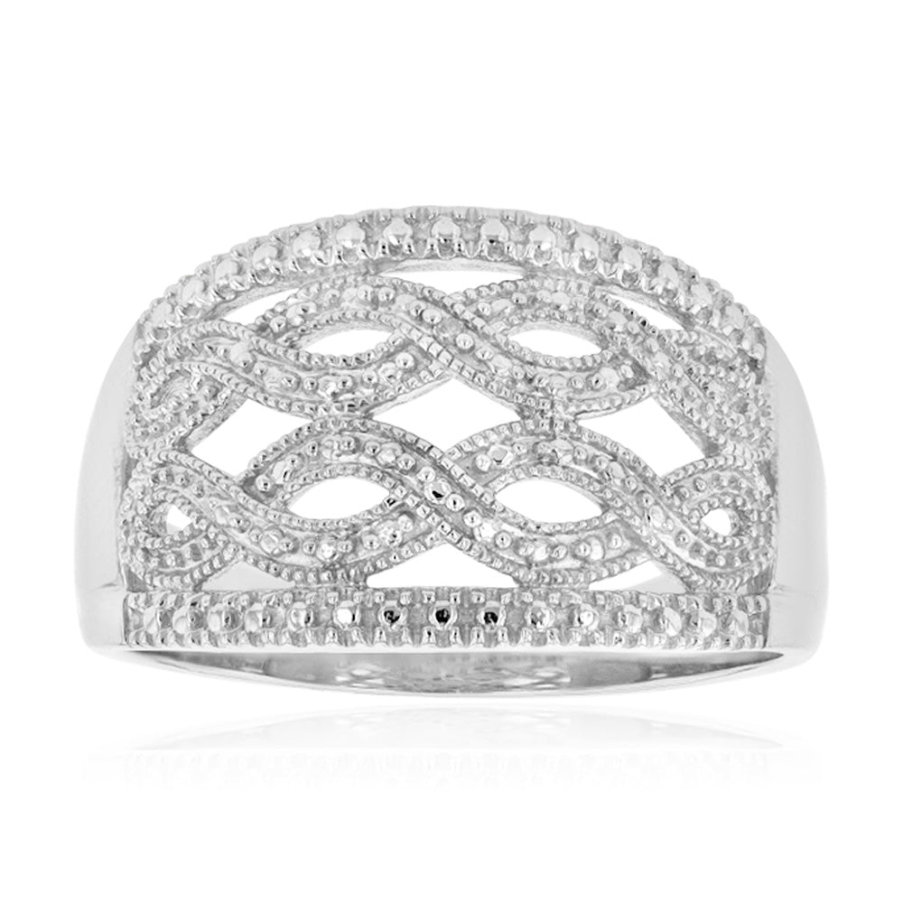 Sterling Silver Infinity Diamond Ring with 1 Brilliant Cut Diamond
