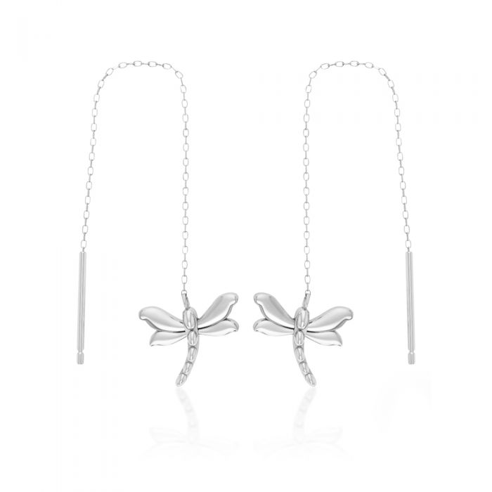 Sterling Silver Dragonfly Threader Drop Earrings