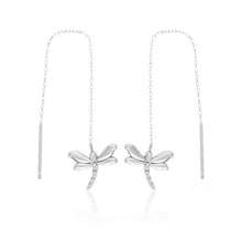 Load image into Gallery viewer, Sterling Silver Dragonfly Threader Drop Earrings