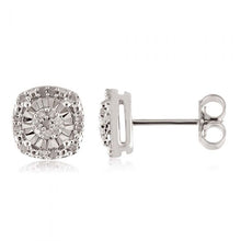 Load image into Gallery viewer, Sterling Silver 1/5 Carat Diamond Stud Earrings set with 40 Brilliant Diamonds