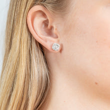 Load image into Gallery viewer, Sterling Silver 1/5 Carat Diamond Stud Earrings set with 40 Brilliant Diamonds