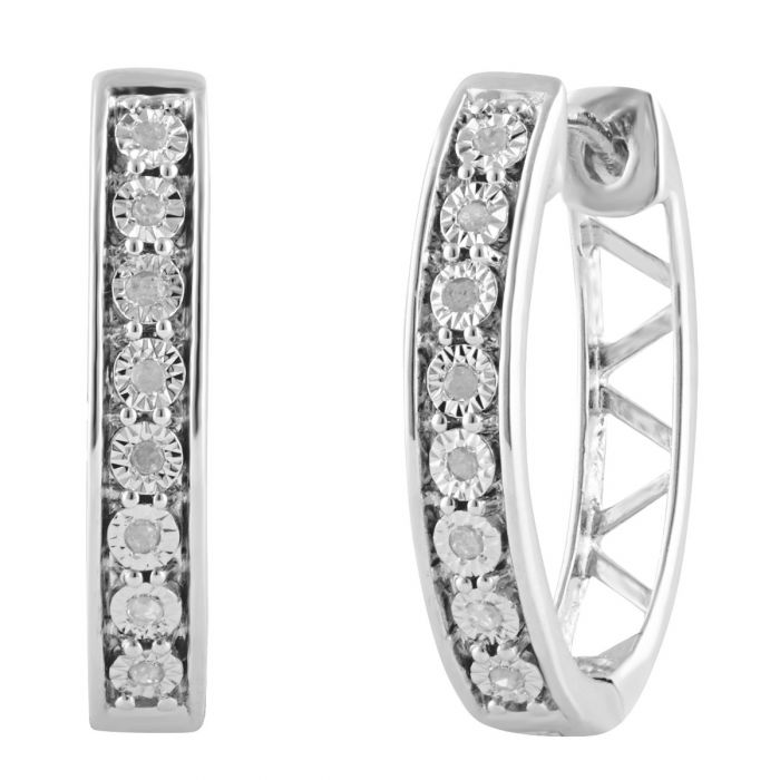 Sterling Silver Diamond Hoops Earrings – Shiels Jewellers