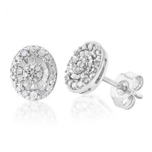 Load image into Gallery viewer, Sterling Silver 1/5 Carat Diamond Stud Earrings set with 44 Brilliant Diamonds
