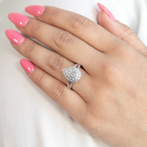 0.20 Carat Diamond Cluster Ring with 30 Brilliant Cut Diamonds in Sterling Silver
