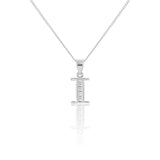 Sterling silver Cubic Zirconia  Initial "I" Pendant