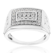 Load image into Gallery viewer, Sterling Silver 1/4 Carat Diamond Gents Ring