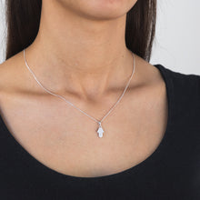 Load image into Gallery viewer, Sterling Silver Cubic Zirconia Hamsa Pendant