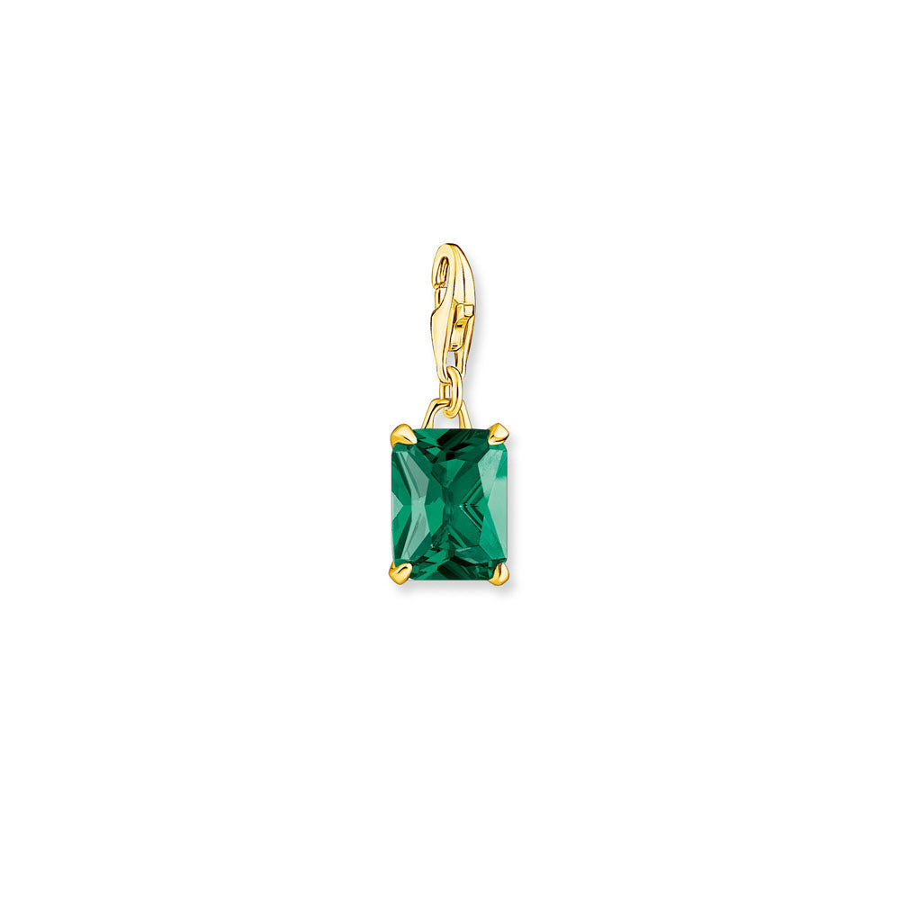 Thomas Sabo Gold Plated Sterling Silver Emerald Glass Ceramic Small Jewel Pendant