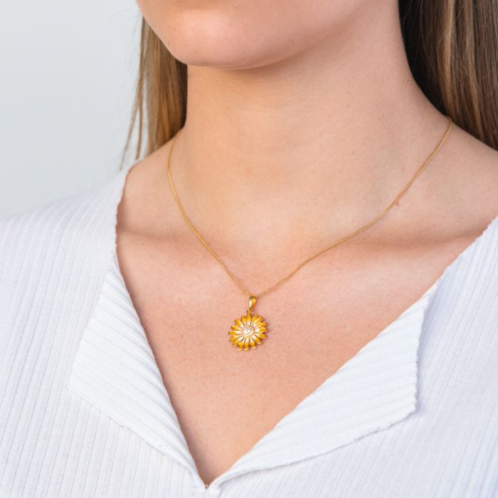 Sunflower Large Gold Vermeil Silver Necklace - Scarlett Jewellery