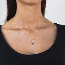 Load image into Gallery viewer, Silver Pendant Initial B set with Diamond