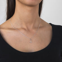 Load image into Gallery viewer, Silver Pendant Initial J set with Diamond