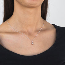 Load image into Gallery viewer, Silver Pendant Initial K set with Diamond