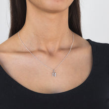 Load image into Gallery viewer, Silver Pendant Initial M set with Diamond