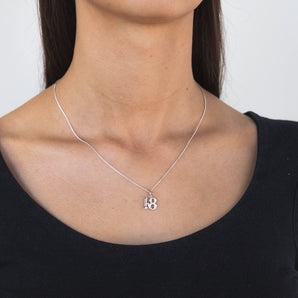 Sterling Silver Number 18 Pendant with Natural Diamond