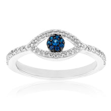 Load image into Gallery viewer, Sterling Silver Cubic Zirconia Evil Eye Ring