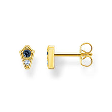 Load image into Gallery viewer, Thomas Sabo Magic Star Yellow Gold Plated Sterling Silver Blue Stone Stud Earrings