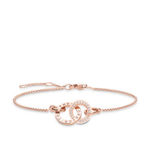 Load image into Gallery viewer, Thomas Sabo Rose Gold Plated Sterling Silver Together Rings CZ 16-19cm Bracelet