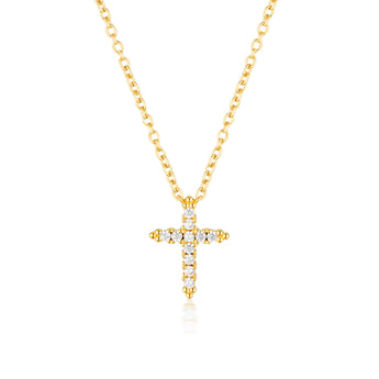 Georgini Rock Star Gold Plated Sterling Silver Cross Pendant On Chain