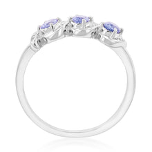 Load image into Gallery viewer, Sterling Silver 0.54ct Tanzanite Trilogy Ring