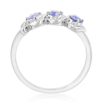Sterling Silver 0.54ct Tanzanite Trilogy Ring