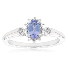 Load image into Gallery viewer, Sterling Silver 0.50ct Tanzanite and White Zircon Ring