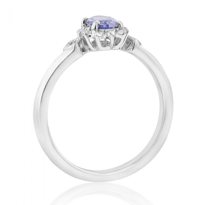 Sterling Silver 0.50ct Tanzanite and White Zircon Ring