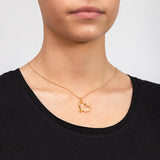 Gold Plated Sterling Silver Mum On Open Heart With Cubic Zirconia Pendant