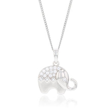 Load image into Gallery viewer, Sterling Silver Cubic Zirconia On Elephant Charm Pendant