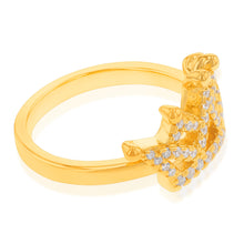 Load image into Gallery viewer, Gold Plated Sterling Silver Cubic Zirconia On Crown Ring